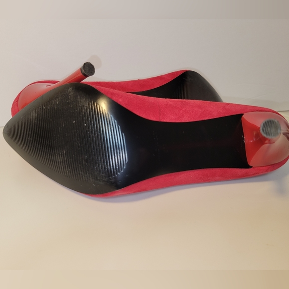 Nine West Red Kinley Suede Pumps Size 8m - Picture 4 of 7